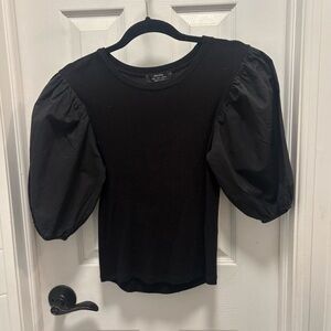 Bershka Black Puff Sleeve Top